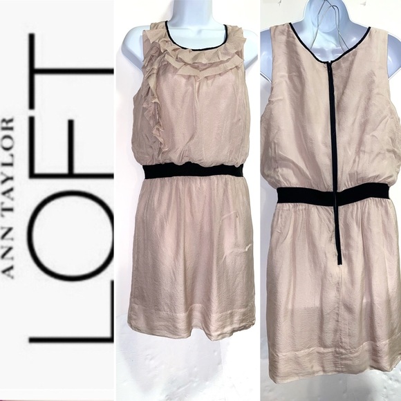 LOFT Dresses & Skirts - Ann Taylor LOFT 100% Silk Blush Pink Ruffle Dress